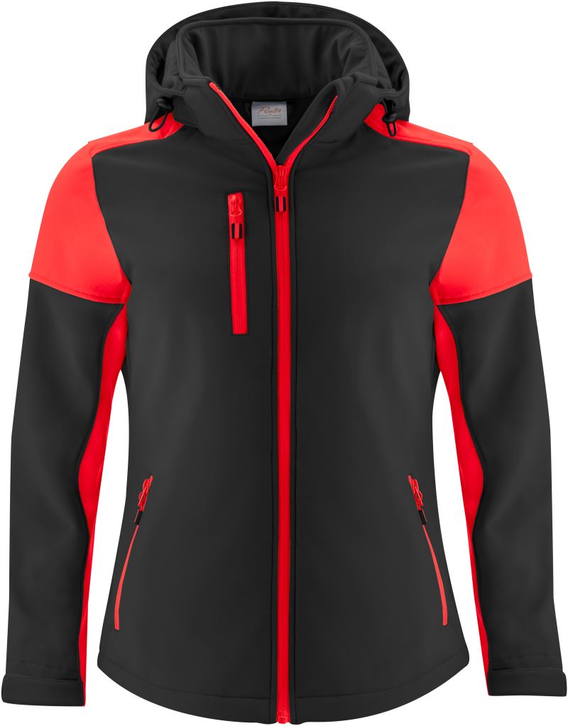 Levně Dámská softshellová bunda - black/red