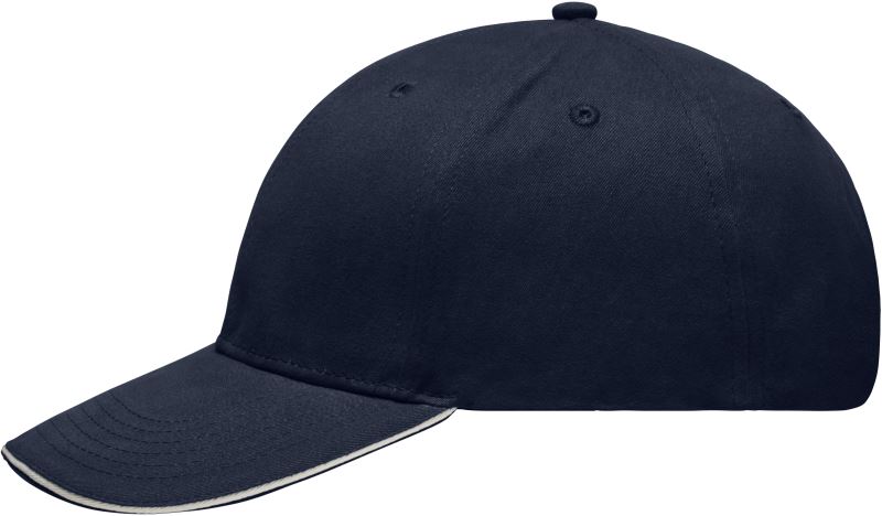 Lehce broušená 6 panelová sandwich kšiltovka - navy/white
