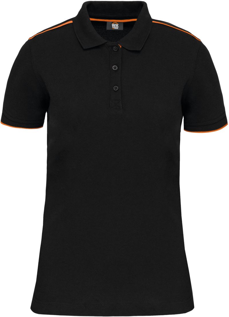 Levně Dámské pracovní piqué polo "Day-to-Day" - black/orange