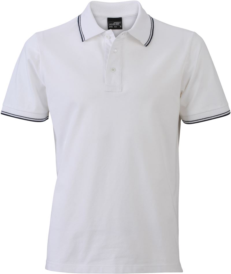 Pánské piqué polo - white/navy
