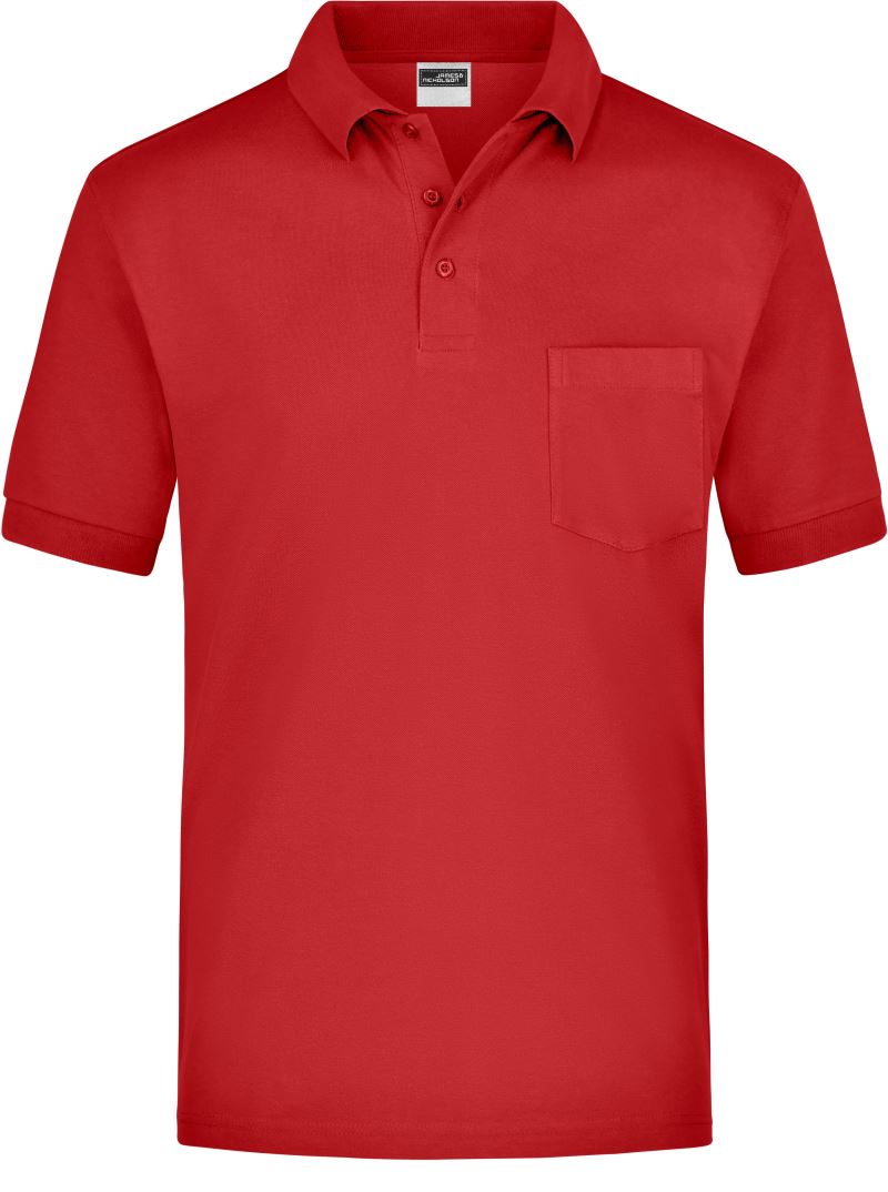 Piqué polo s náprsní kapsou - red