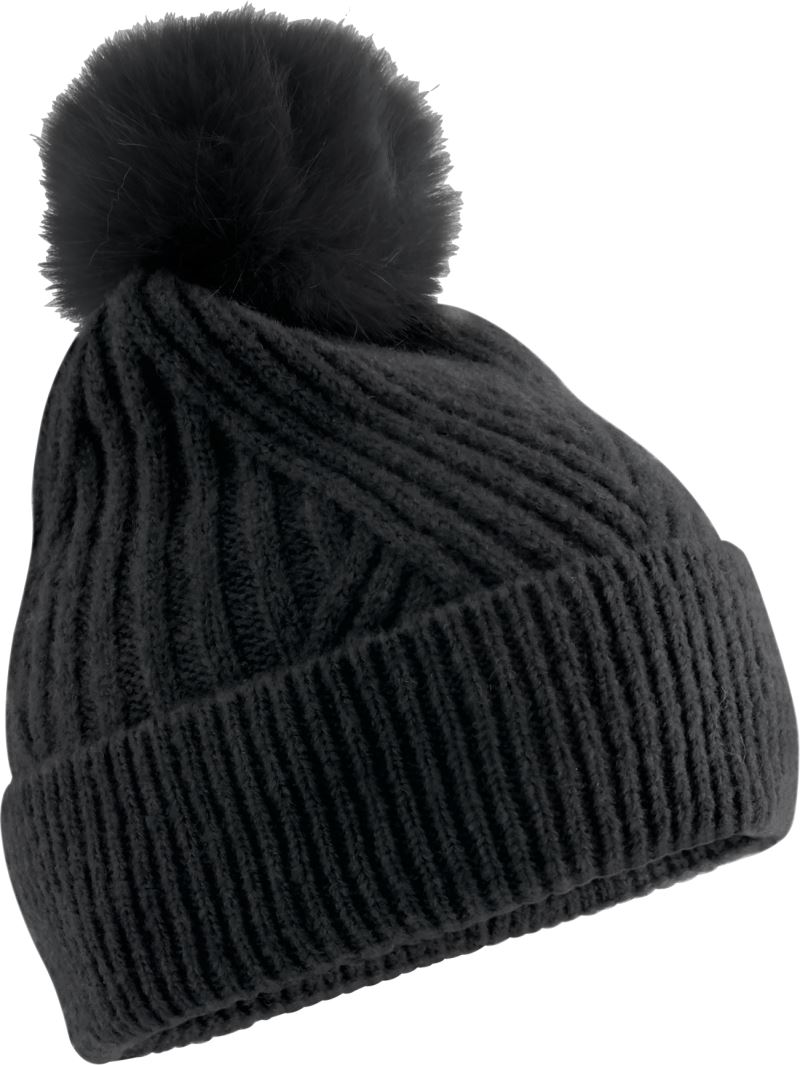 Levně Bavlněná čepice s bambulí "Snow Luxe" - black