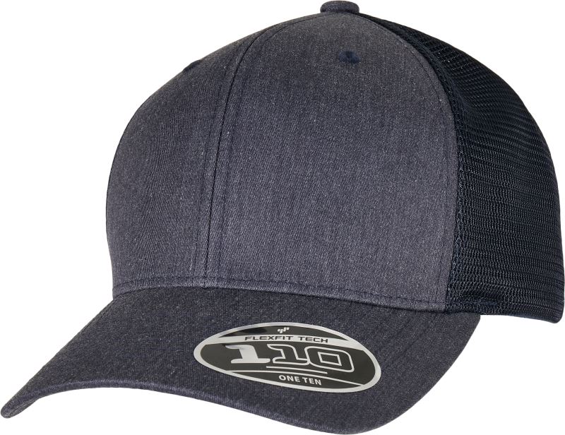 Levně 6 panelová síťovaná kšiltovka - heather grey/navy