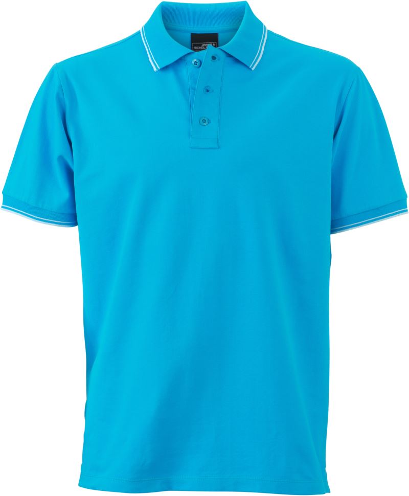 Levně Pánské piqué polo - turquoise/white