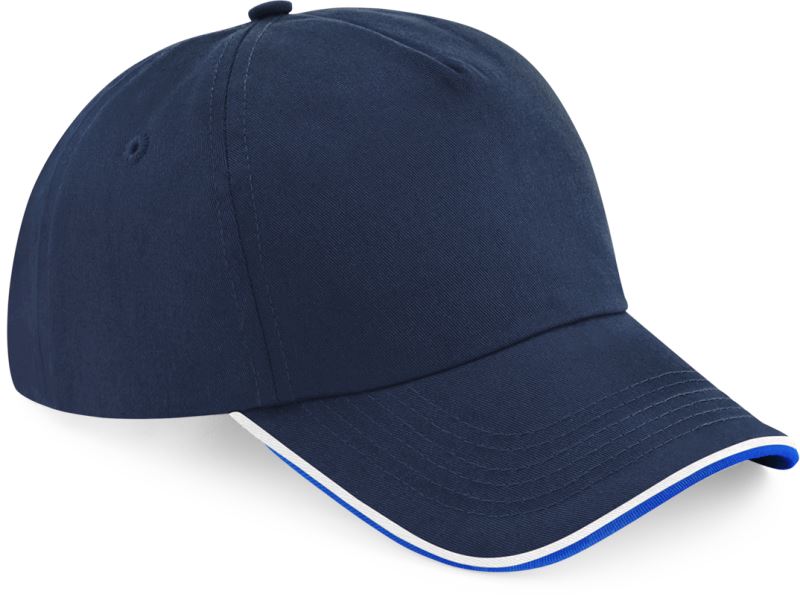 Levně 5 panelová kšiltovka "Authentic Piped Peak" - french navy/bright royal/white