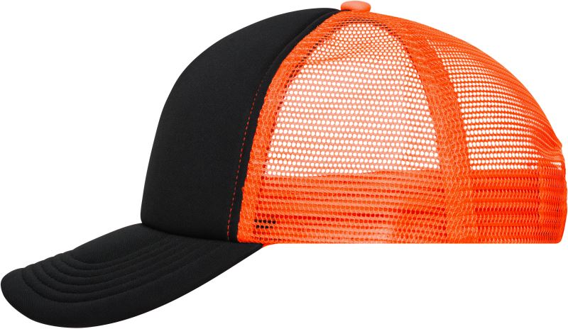 Levně 5 panelová polyesterová síťovaná kšiltovka - black/neon orange