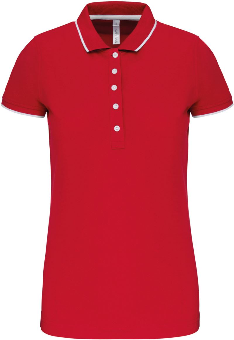 Levně Dámské kontrastní piqué polo - red/white/navy