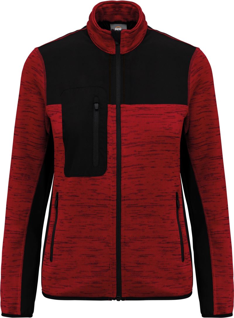 Levně Dámská pracovní pletená fleecová bunda - red melange/black