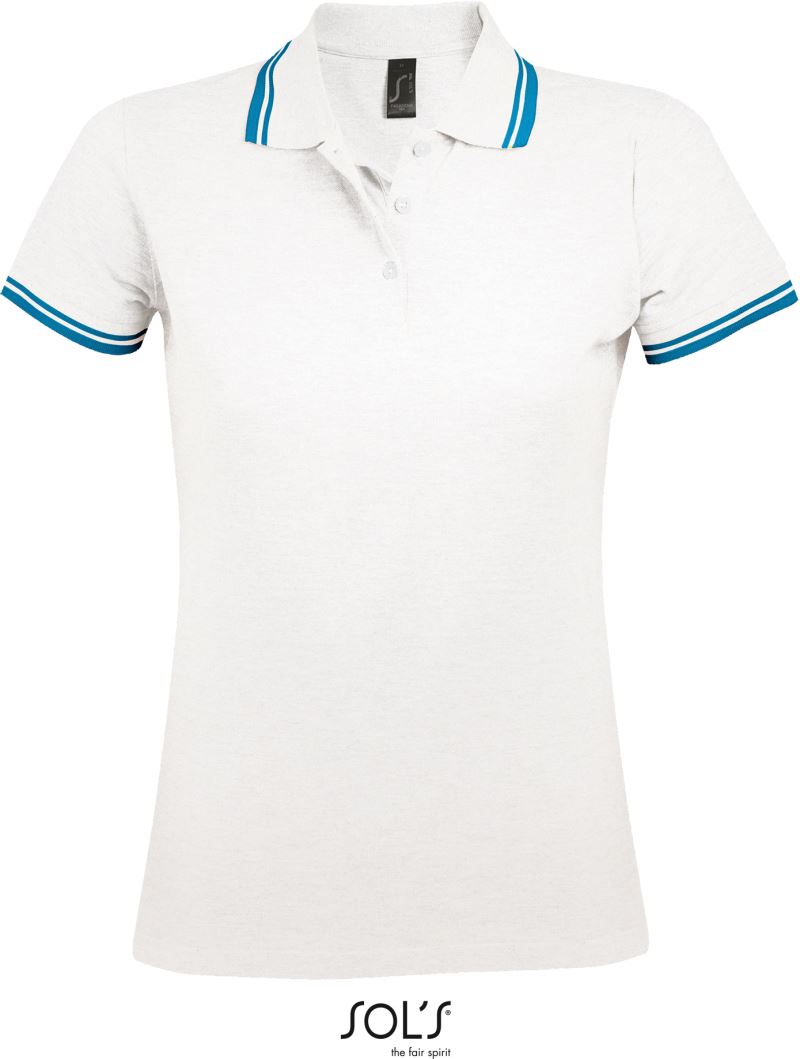 Levně Dámské piqué polo - white/aqua