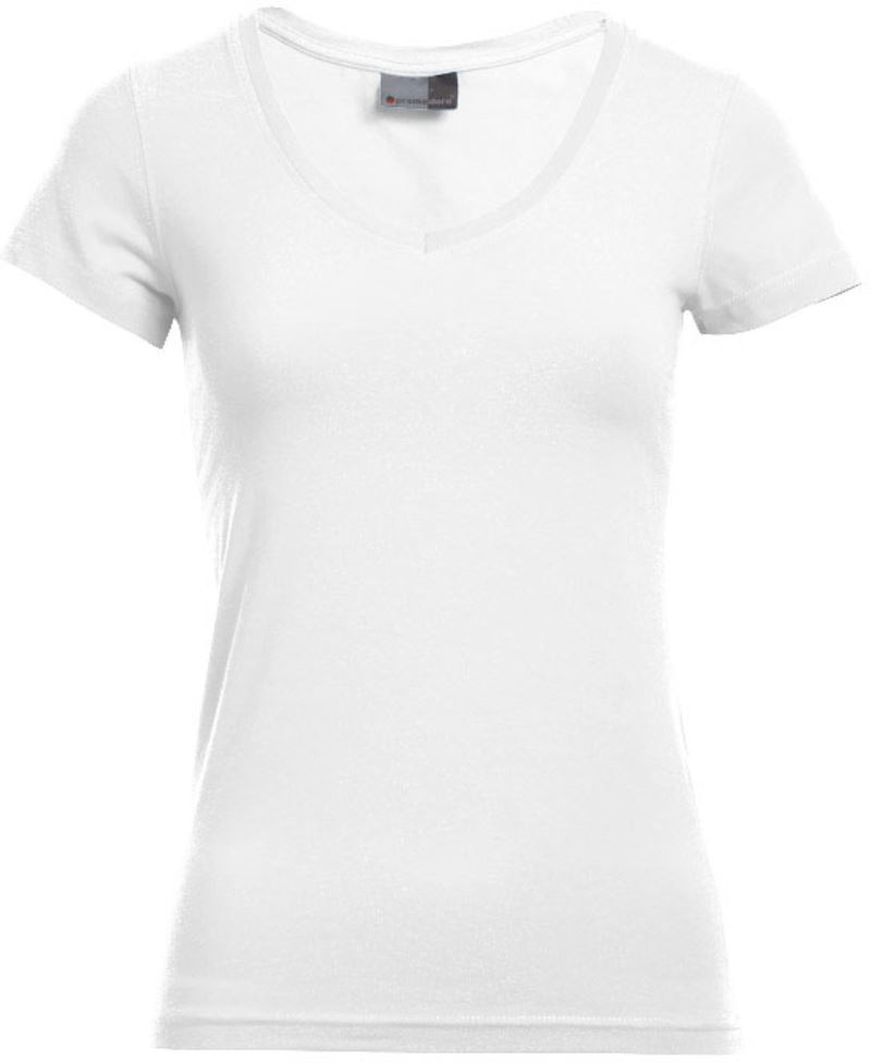 Levně Dámské tričko Slim Fit s výstřihem do V - white
