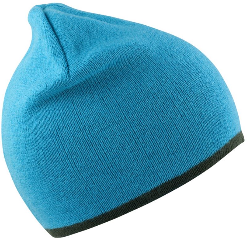 Levně Oboustranná pletená čepice - aqua/grey