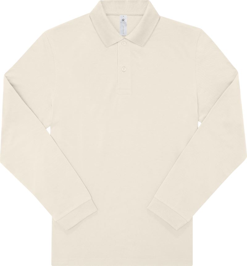 Levně Piqué polo s dlouhým rukávem - off white