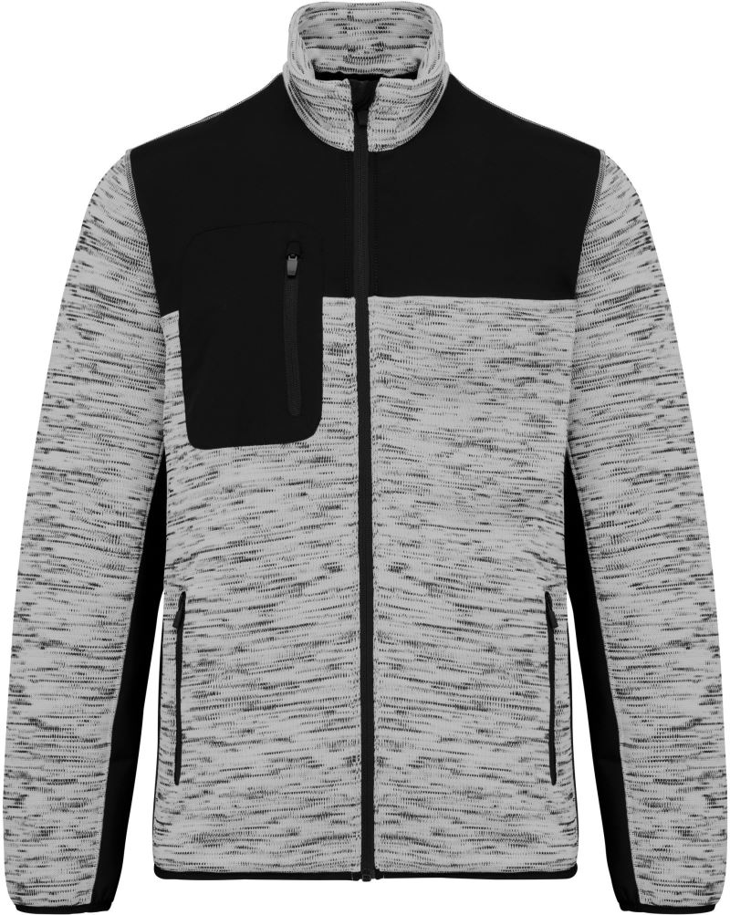 Levně Pánská pracovní pletená fleecová bunda - light grey melange/black