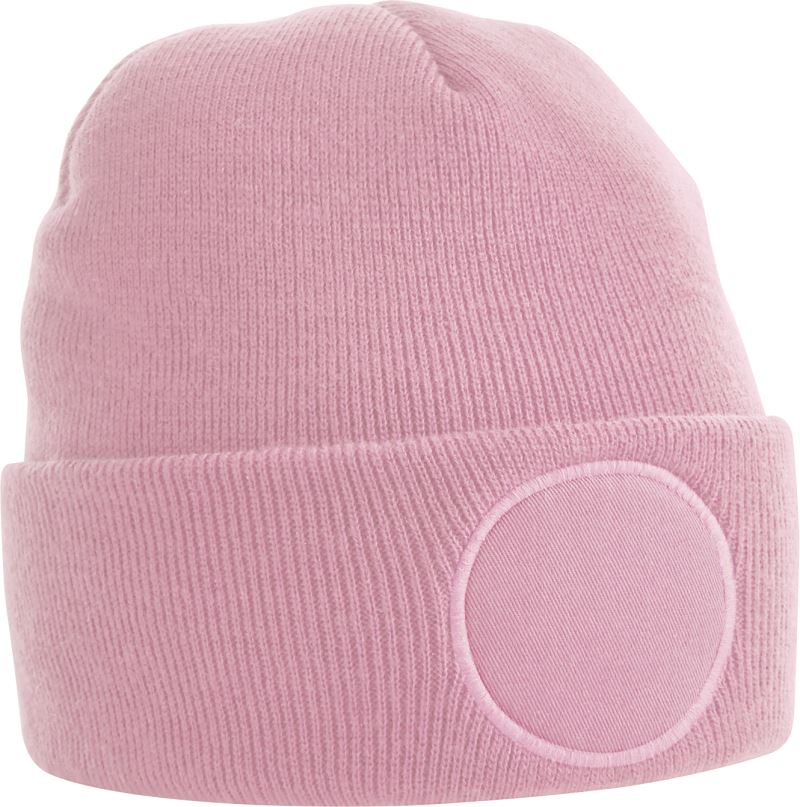 Levně Čepice s kruhovou nášivkou - dusky pink