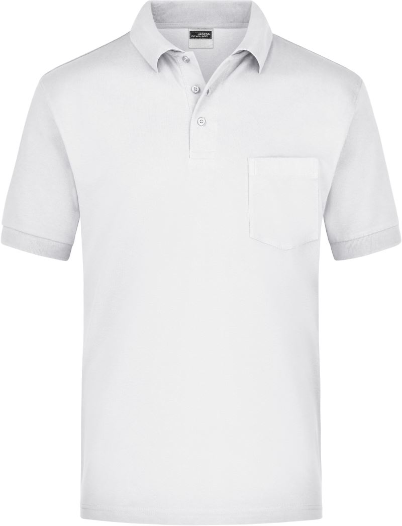 Piqué polo s náprsní kapsou - white