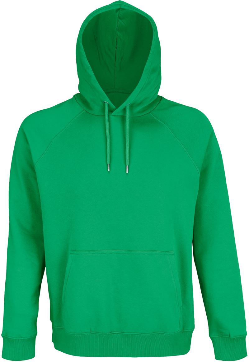 Levně Unisex raglánová mikina s kapucí z bio bavlny - spring green