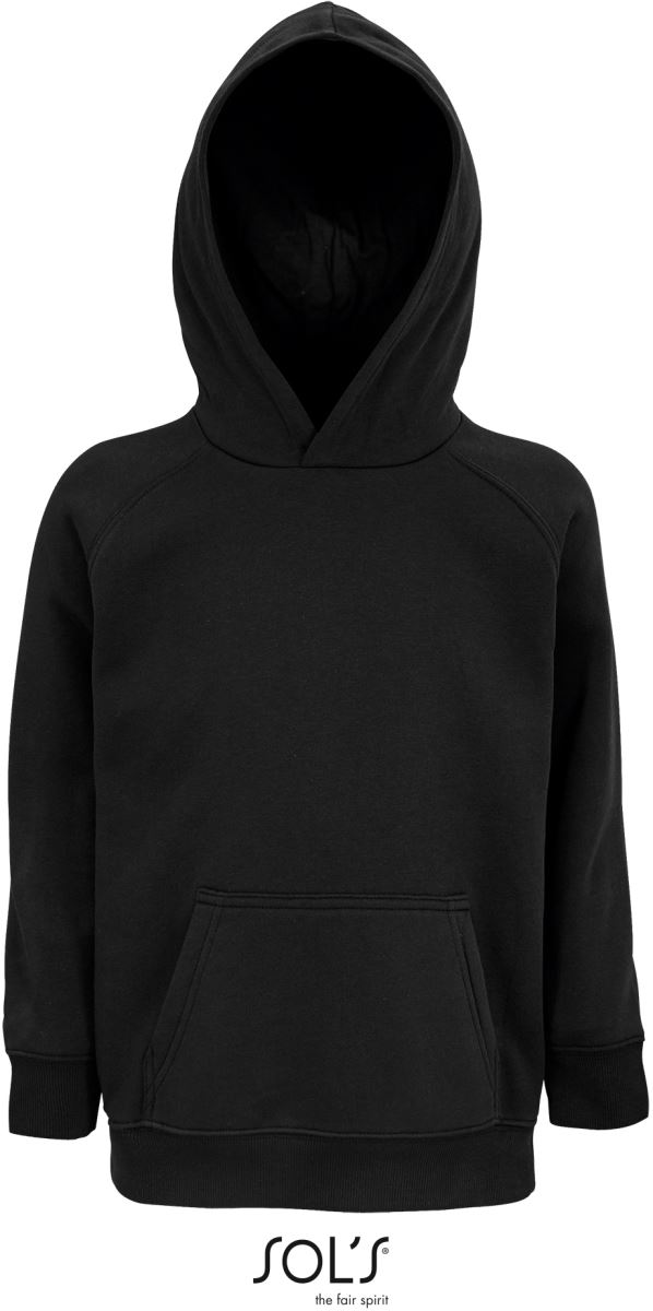 Levně Dětská raglánová mikina s kapucí z bio bavlny - black
