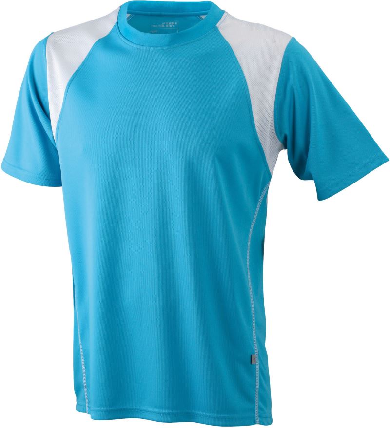 Levně Pánské běžecké tričko - turquoise/white