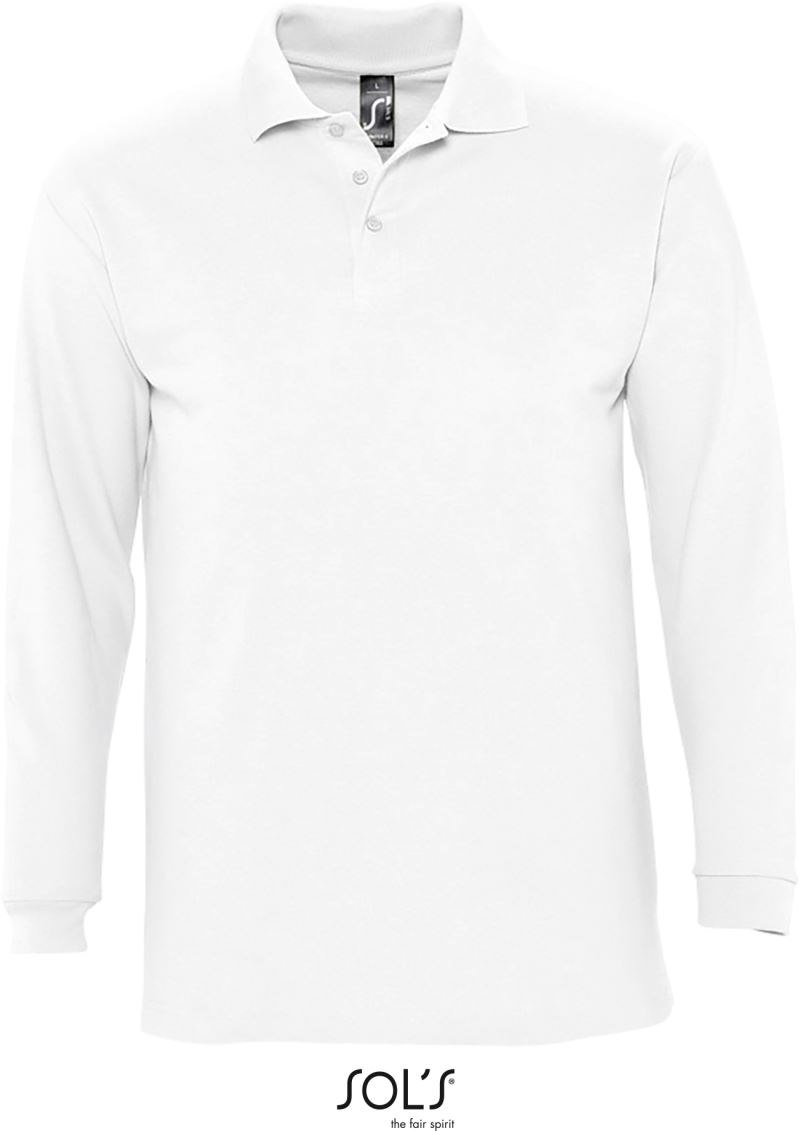 Levně Piqué polo s dlouhým rukávem - white
