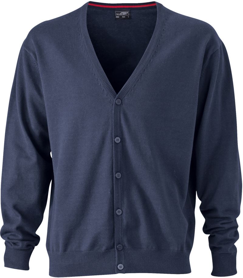 Levně Pánský pletený cardigan s výstřihem do V - navy
