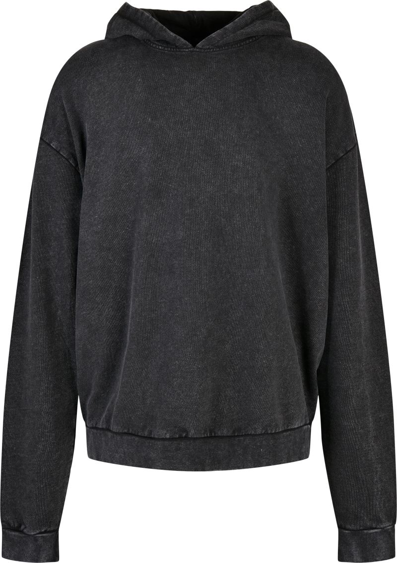 Levně Pánská oversize mikina s kapucí "Acid Wash" - black