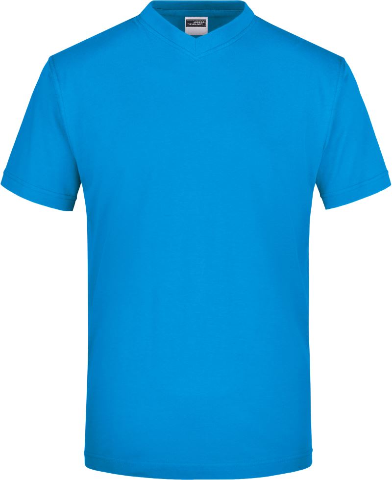 Levně Tričko s výstřihem do V - turquoise