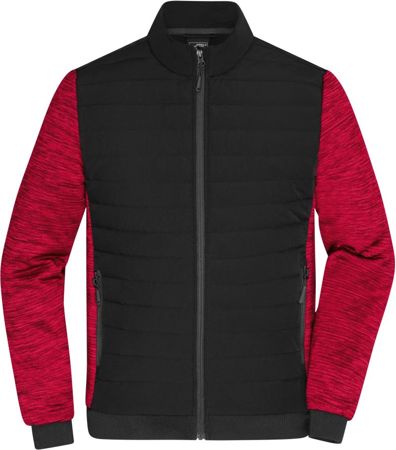 Levně Pánská hybridní bunda - black/red melange