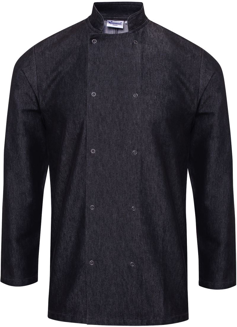 Levně Džínový kuchařský rondon - black denim