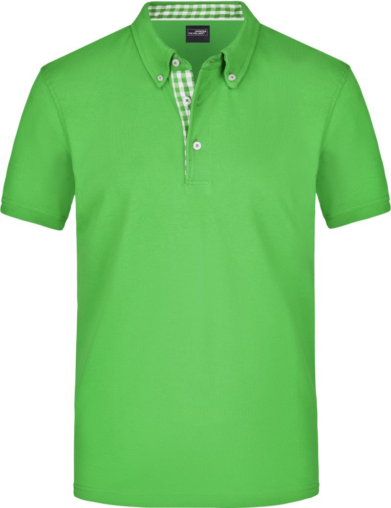 Levně Pánské piqué polo button-down - lime green/lime green white