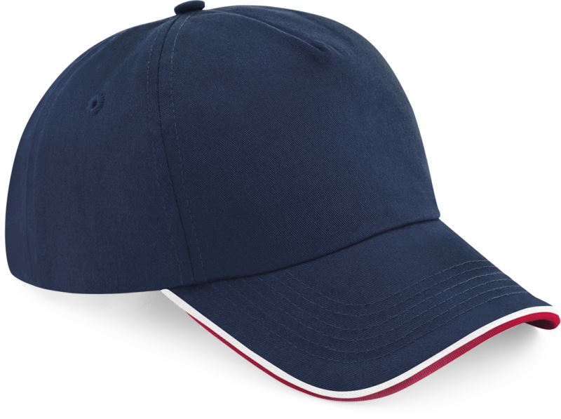 Levně 5 panelová kšiltovka "Authentic Piped Peak" - french navy/classic red/white