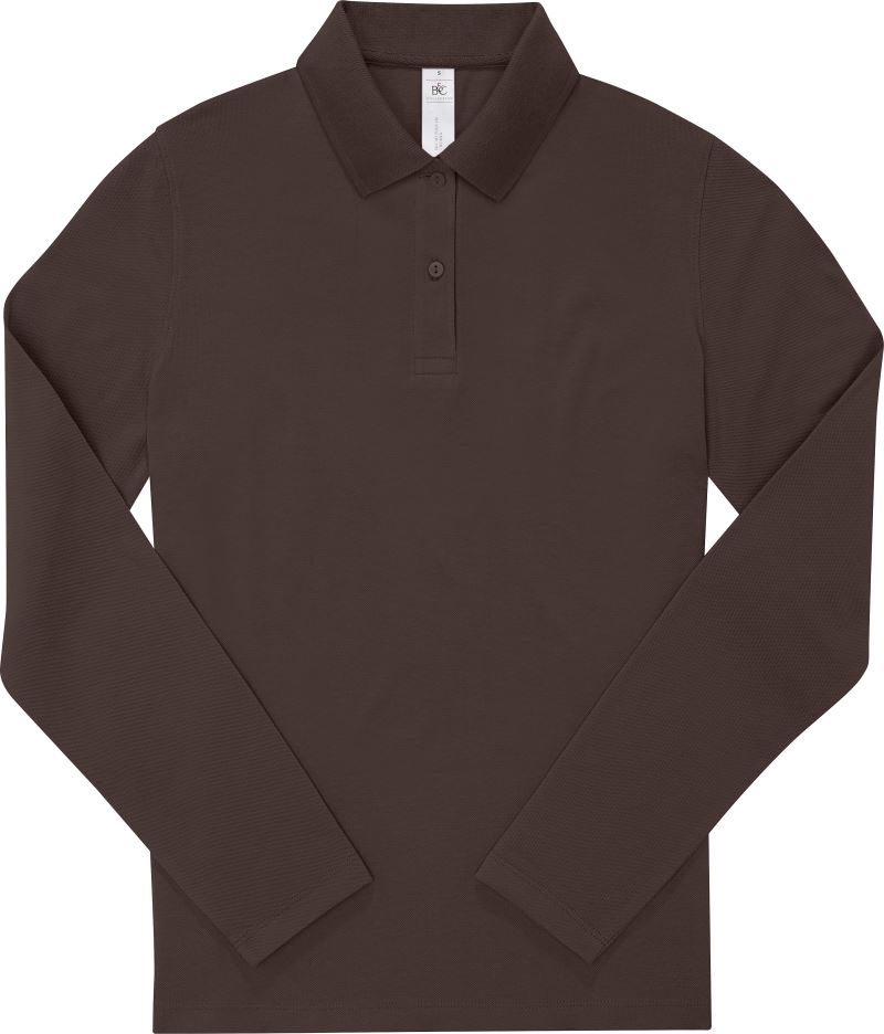 Levně Dámské piqué polo s dlouhým rukávem - roasted coffee