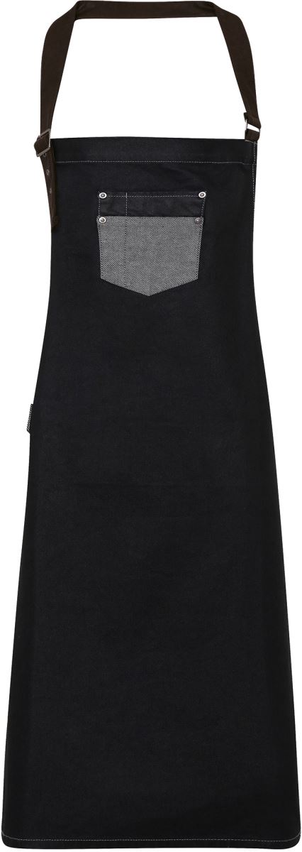 Levně Denim zástěra s laclem "Division" - black denim