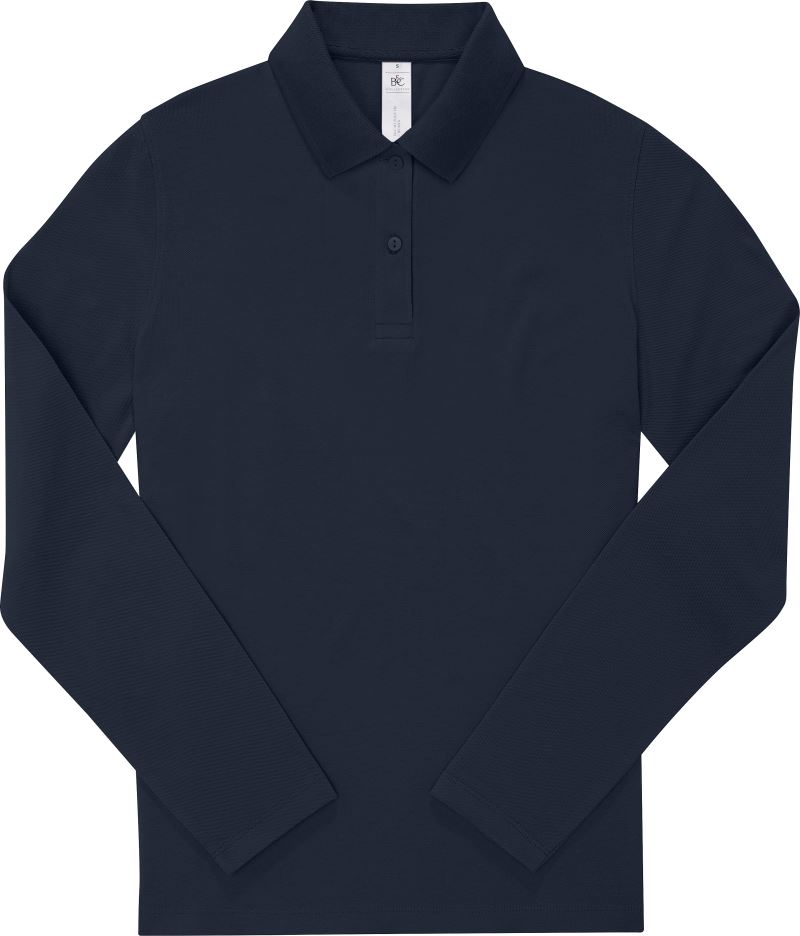 Dámské piqué polo s dlouhým rukávem - navy
