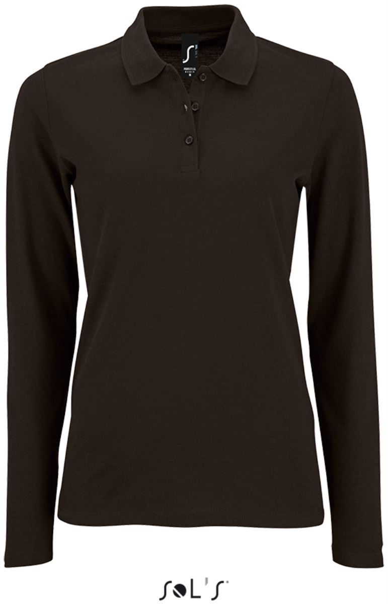 Levně Dámské piqué polo s dlouhým rukávem - black