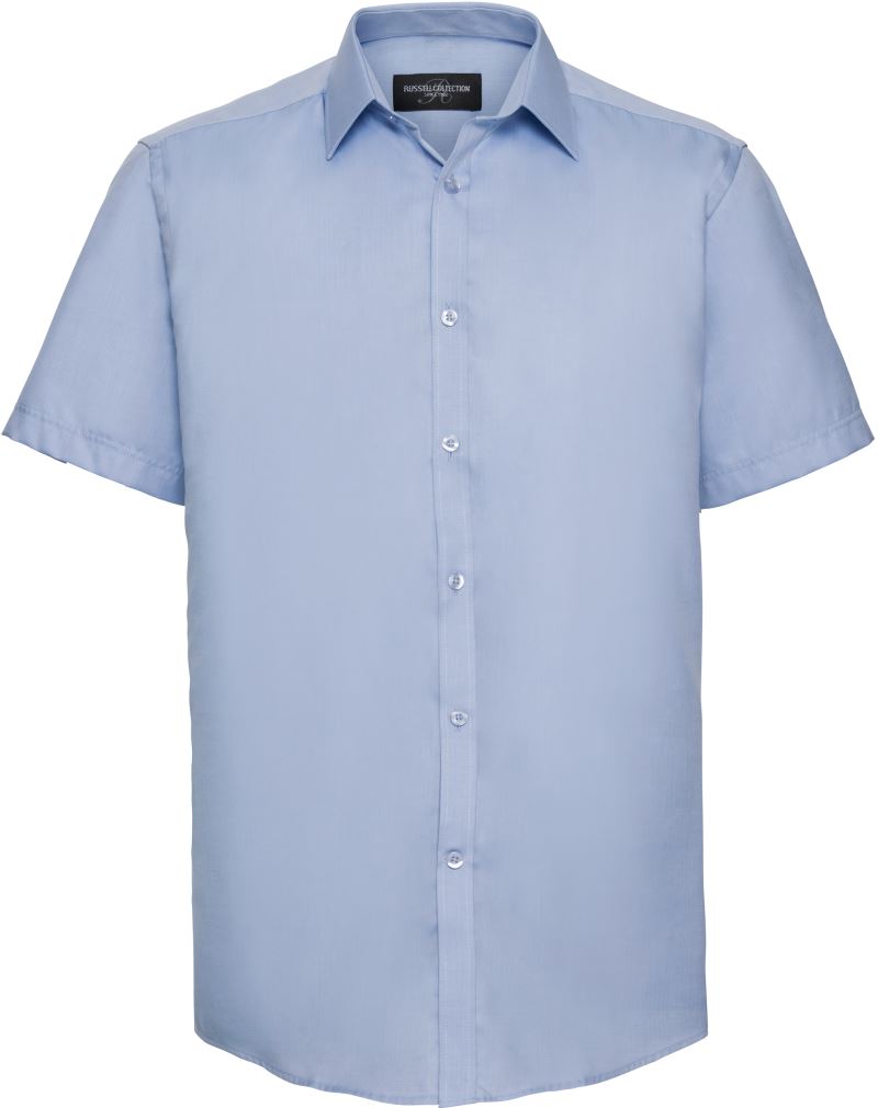Levně Košile s krátkým rukávem, vzor rybí kost - light blue