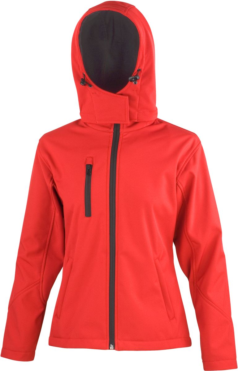 Levně Dámská 3-vrstvá softshellová bunda s kapucí - red/black