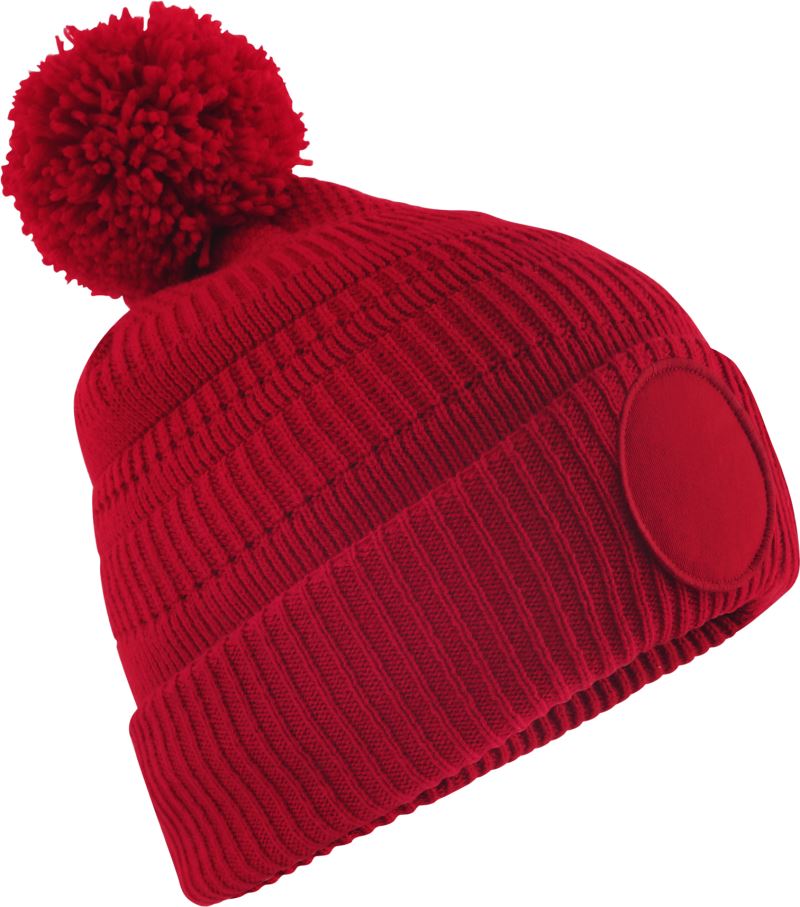 Levně Pletená čepice Patch "Fan" - classic red
