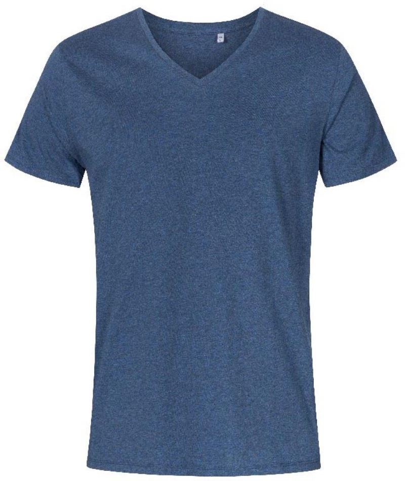 Levně Pánské tričko X.O s výstřihem do V - heather navy