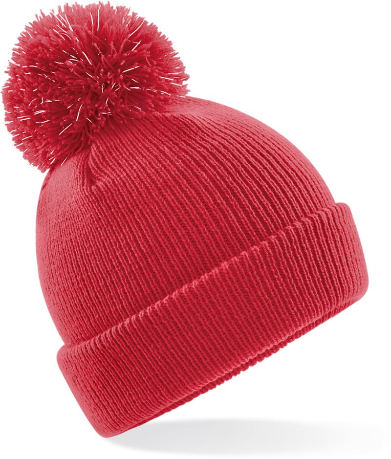 Levně Dětská pletená čepice s bambulí "Reflective" - bright red
