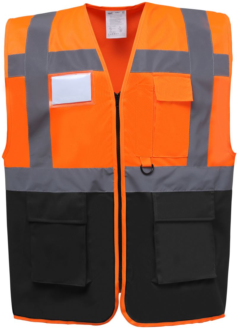 Levně Hi-Vis multifunkční vesta - hi vis orange/black