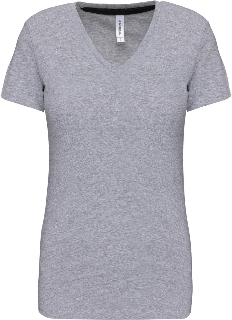 Levně Dámské tričko s výstřihem do V - oxford grey