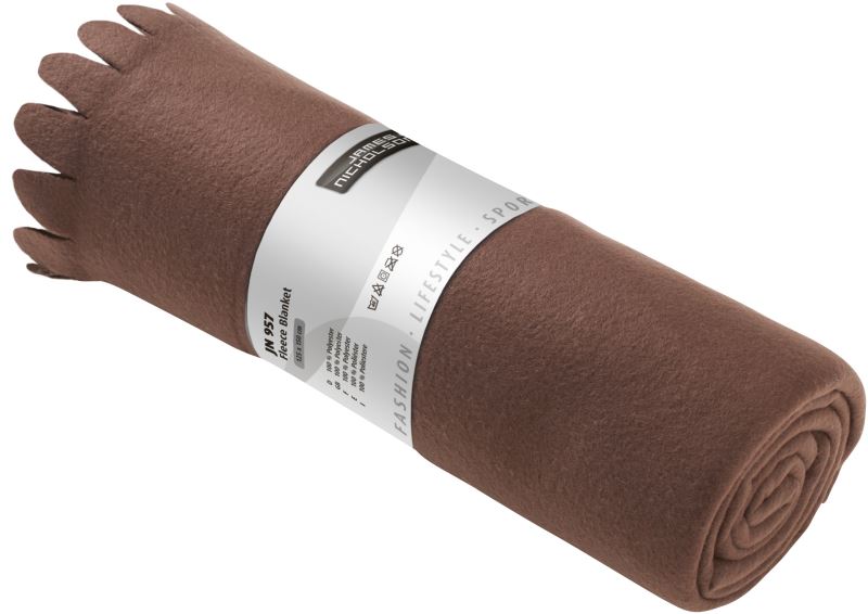 Levně Fleecová deka s třásněmi - brown