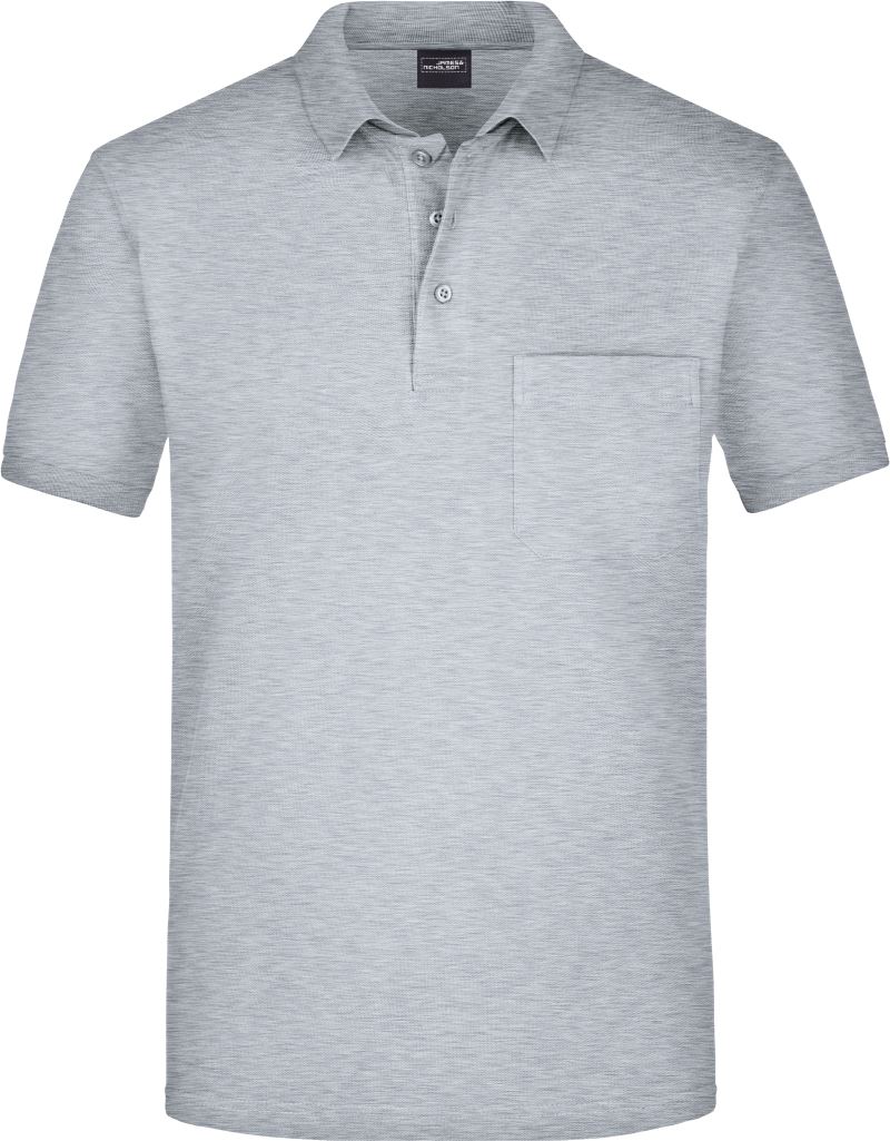 Levně Piqué polo s náprsní kapsou - grey heather