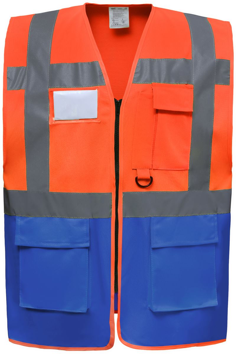 Levně Hi-Vis multifunkční vesta - hi vis orange/royal blue