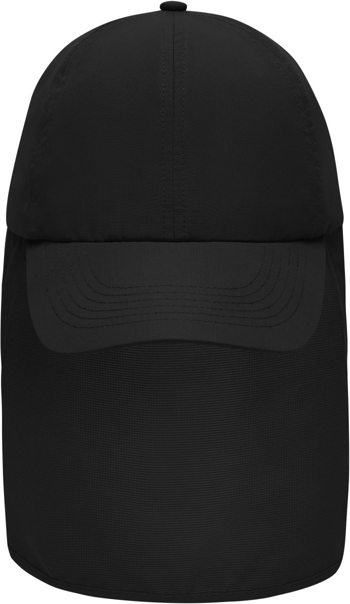 Levně 6 panelová kšiltovka s ochranou krku - black
