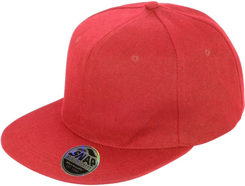 Levně 6 panelová kšiltovka s plochým kšiltem - red