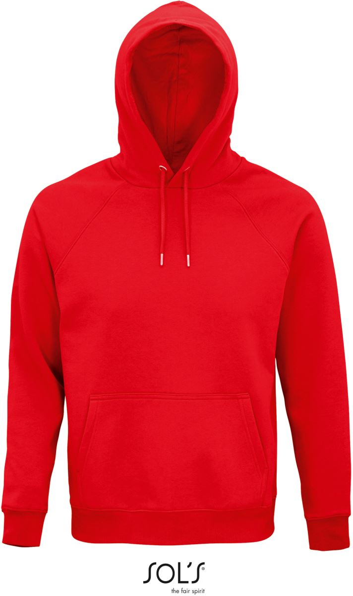 Levně Unisex raglánová mikina s kapucí z bio bavlny - red