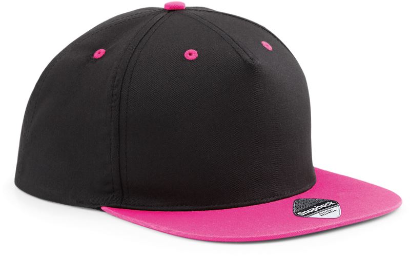 Levně 5 panelová Snapback kontrastní kšiltovka - black/fuchsia