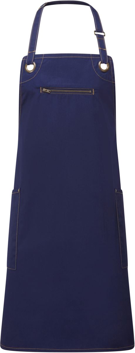 Levně Zástěra s laclem a bočními kapsami "Barley" - navy/camel