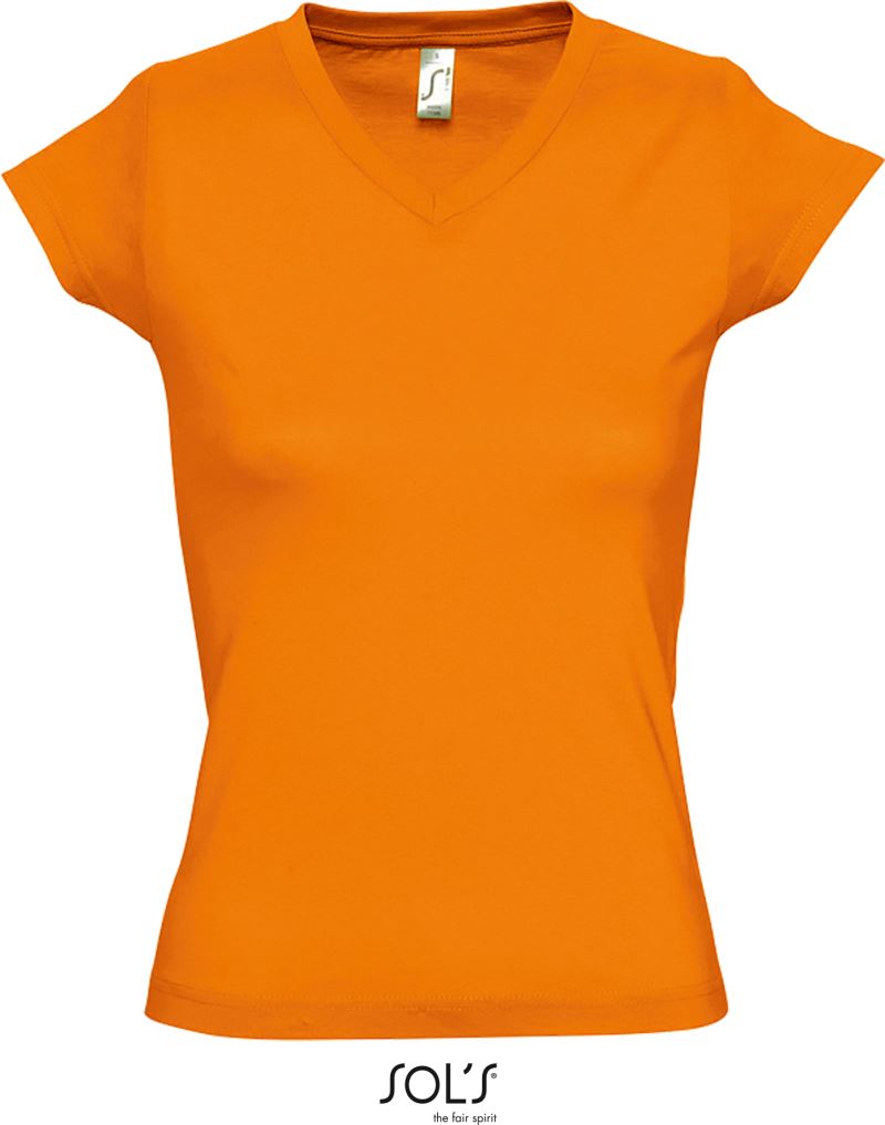 Levně Dámské tričko s výstřihem do V - orange